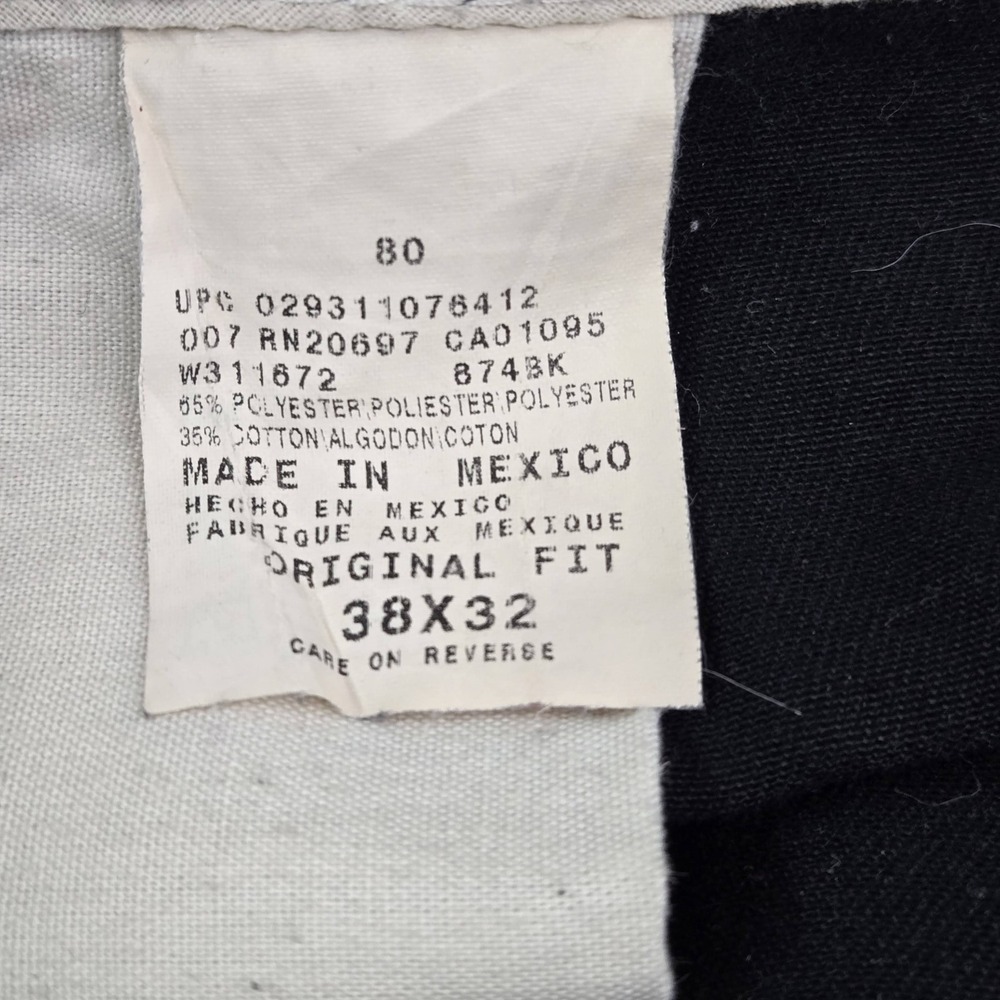 Dickies Men Pants 38X32 Black Chino Twill Work Pants Button 32" Inseam Logo - Picture 3 of 12